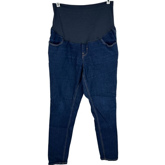 Old Navy Maternity Wow Skinny Jeans Full Panel 10S Dark Wash Cotton Blend - Picture 1 of 5
